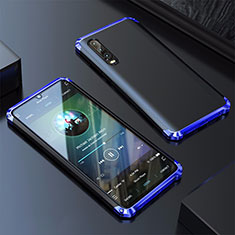 Coque Luxe Aluminum Metal Housse Etui pour Huawei P30 Bleu