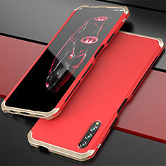 Coque Luxe Aluminum Metal Housse Etui pour Huawei Y9s Or et Rouge