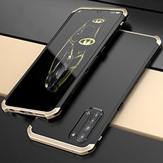 Coque Luxe Aluminum Metal Housse Etui pour Oppo F15 Or et Noir