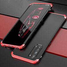 Coque Luxe Aluminum Metal Housse Etui pour Oppo F15 Rouge et Noir