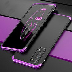 Coque Luxe Aluminum Metal Housse Etui pour Oppo F15 Violet