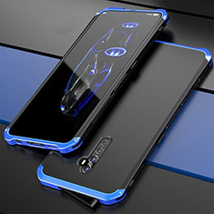 Coque Luxe Aluminum Metal Housse Etui pour Oppo Reno2 Bleu