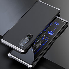 Coque Luxe Aluminum Metal Housse Etui pour Oppo Reno3 Pro Argent et Noir