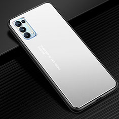 Coque Luxe Aluminum Metal Housse Etui pour Oppo Reno5 Pro 5G Argent