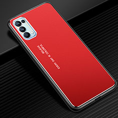 Coque Luxe Aluminum Metal Housse Etui pour Oppo Reno5 Pro 5G Rouge