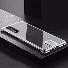 Coque Luxe Aluminum Metal Housse Etui pour Sony Xperia 5 Argent