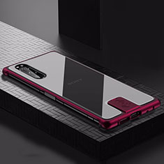 Coque Luxe Aluminum Metal Housse Etui pour Sony Xperia 5 Vin Rouge