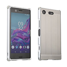 Coque Luxe Aluminum Metal Housse Etui pour Sony Xperia XZ1 Compact Argent