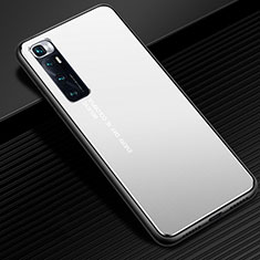 Coque Luxe Aluminum Metal Housse Etui pour Xiaomi Mi 10 Ultra Argent