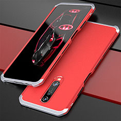 Coque Luxe Aluminum Metal Housse Etui pour Xiaomi Poco X2 Argent et Rouge