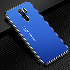 Coque Luxe Aluminum Metal Housse Etui pour Xiaomi Redmi 9 Prime India Bleu