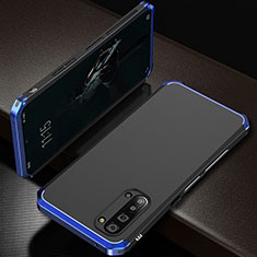 Coque Luxe Aluminum Metal Housse Etui T01 pour Oppo K7 5G Bleu et Noir