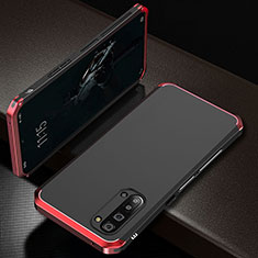 Coque Luxe Aluminum Metal Housse Etui T01 pour Oppo Reno3 Rouge et Noir