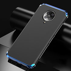 Coque Luxe Aluminum Metal Housse Etui T01 pour Xiaomi Poco F2 Pro Bleu et Noir