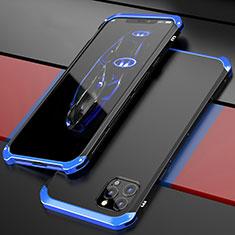 Coque Luxe Aluminum Metal Housse Etui T02 pour Apple iPhone 12 Pro Bleu et Noir