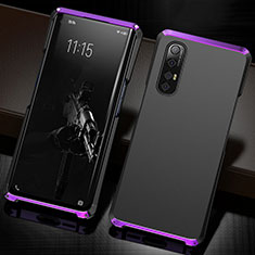 Coque Luxe Aluminum Metal Housse Etui T02 pour Oppo Reno3 Pro Violet