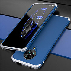 Coque Luxe Aluminum Metal Housse Etui T03 pour Xiaomi Redmi K30 Pro 5G Argent et Bleu