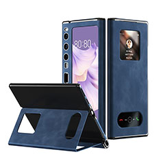 Coque Luxe Cuir et Plastique Housse Etui Mat AC2 pour Huawei Mate Xs 2 Bleu