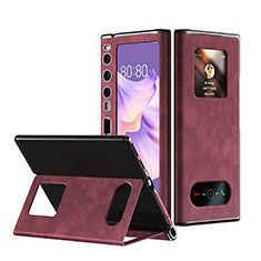 Coque Luxe Cuir et Plastique Housse Etui Mat AC2 pour Huawei Mate Xs 2 Rouge