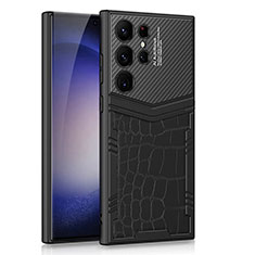 Coque Luxe Cuir et Plastique Housse Etui Mat AC3 pour Samsung Galaxy S22 Ultra 5G Noir