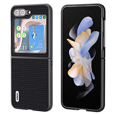 Coque Luxe Cuir et Plastique Housse Etui Mat AD3 pour Samsung Galaxy Z Flip5 5G Noir