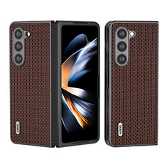 Coque Luxe Cuir et Plastique Housse Etui Mat AD6 pour Samsung Galaxy Z Fold5 5G Marron