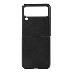 Coque Luxe Cuir et Plastique Housse Etui Mat B01 pour Samsung Galaxy Z Flip3 5G Noir