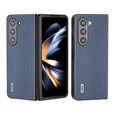 Coque Luxe Cuir et Plastique Housse Etui Mat B01H pour Samsung Galaxy Z Fold5 5G Bleu Ciel