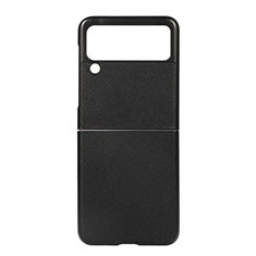 Coque Luxe Cuir et Plastique Housse Etui Mat B02 pour Samsung Galaxy Z Flip3 5G Noir