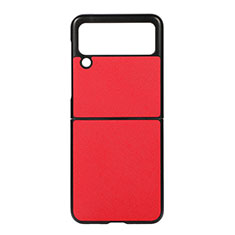 Coque Luxe Cuir et Plastique Housse Etui Mat B02 pour Samsung Galaxy Z Flip3 5G Rouge