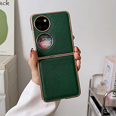 Coque Luxe Cuir et Plastique Housse Etui Mat B02H pour Huawei Pocket S Vert