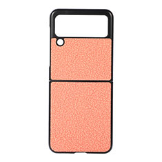 Coque Luxe Cuir et Plastique Housse Etui Mat B03 pour Samsung Galaxy Z Flip3 5G Orange