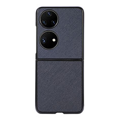 Coque Luxe Cuir et Plastique Housse Etui Mat B03H pour Huawei P50 Pocket Bleu