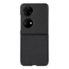 Coque Luxe Cuir et Plastique Housse Etui Mat B03H pour Huawei P50 Pocket Noir