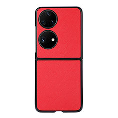 Coque Luxe Cuir et Plastique Housse Etui Mat B03H pour Huawei P60 Pocket Rouge