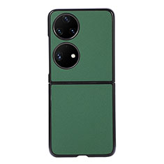 Coque Luxe Cuir et Plastique Housse Etui Mat B03H pour Huawei Pocket S Vert