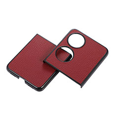 Coque Luxe Cuir et Plastique Housse Etui Mat B04H pour Huawei P60 Pocket Rouge