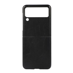 Coque Luxe Cuir et Plastique Housse Etui Mat B06 pour Samsung Galaxy Z Flip3 5G Noir