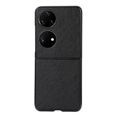 Coque Luxe Cuir et Plastique Housse Etui Mat B06H pour Huawei P60 Pocket Noir