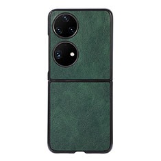 Coque Luxe Cuir et Plastique Housse Etui Mat B06H pour Huawei P60 Pocket Vert