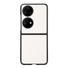 Coque Luxe Cuir et Plastique Housse Etui Mat B06H pour Huawei Pocket S Blanc