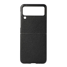 Coque Luxe Cuir et Plastique Housse Etui Mat B07 pour Samsung Galaxy Z Flip3 5G Noir