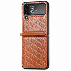 Coque Luxe Cuir et Plastique Housse Etui Mat B07 pour Samsung Galaxy Z Flip4 5G Marron