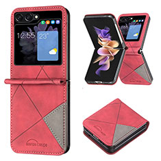 Coque Luxe Cuir et Plastique Housse Etui Mat BF3 pour Samsung Galaxy Z Flip5 5G Rouge