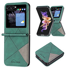 Coque Luxe Cuir et Plastique Housse Etui Mat BF3 pour Samsung Galaxy Z Flip5 5G Vert