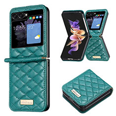 Coque Luxe Cuir et Plastique Housse Etui Mat BF5 pour Samsung Galaxy Z Flip5 5G Vert