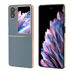 Coque Luxe Cuir et Plastique Housse Etui Mat BH1 pour Oppo Find N2 Flip 5G Bleu Clair