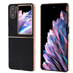 Coque Luxe Cuir et Plastique Housse Etui Mat BH1 pour Oppo Find N2 Flip 5G Noir