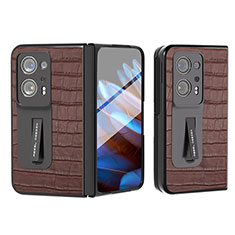 Coque Luxe Cuir et Plastique Housse Etui Mat BH11 pour Oppo Find N2 5G Marron