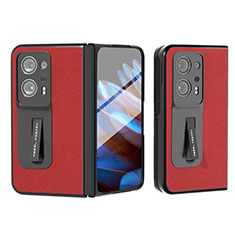 Coque Luxe Cuir et Plastique Housse Etui Mat BH12 pour Oppo Find N2 5G Rouge